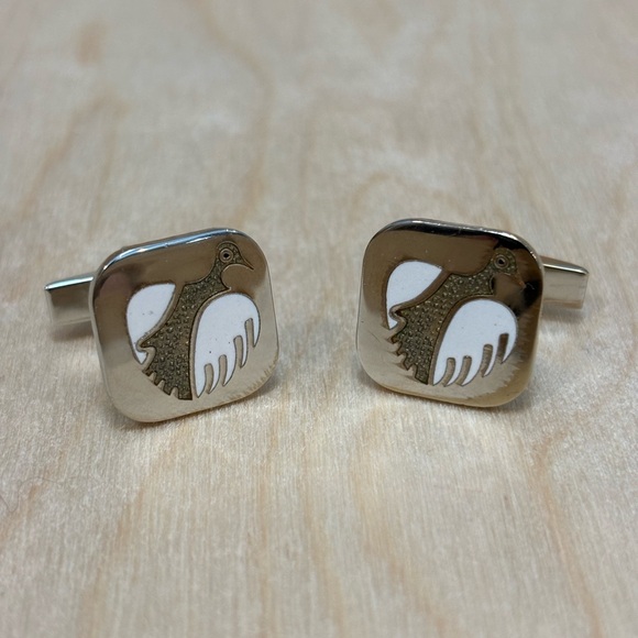 de Passillé/Sylvestre Silver Tone Duck Cufflinks - Picture 3 of 11
